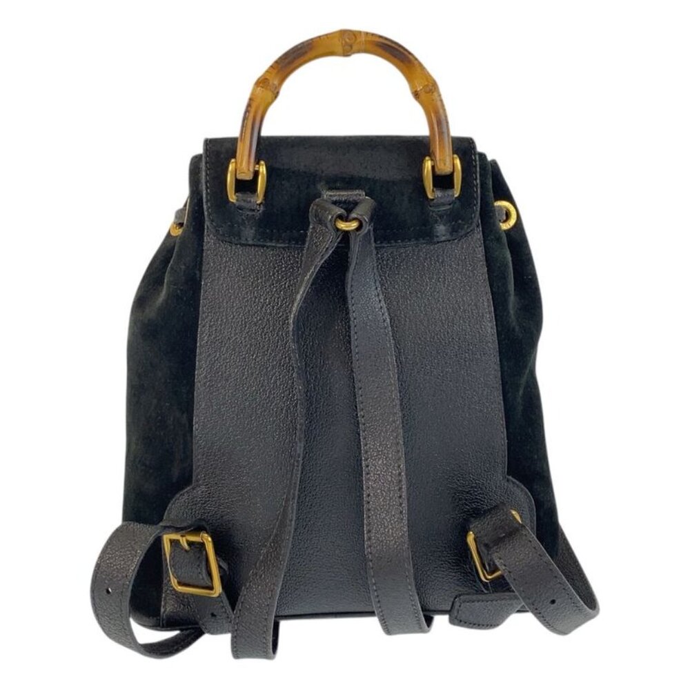 Gucci Bamboo Black Gold Hardware Suede 003 1705 0030 Backpack - Picture 2 of 9